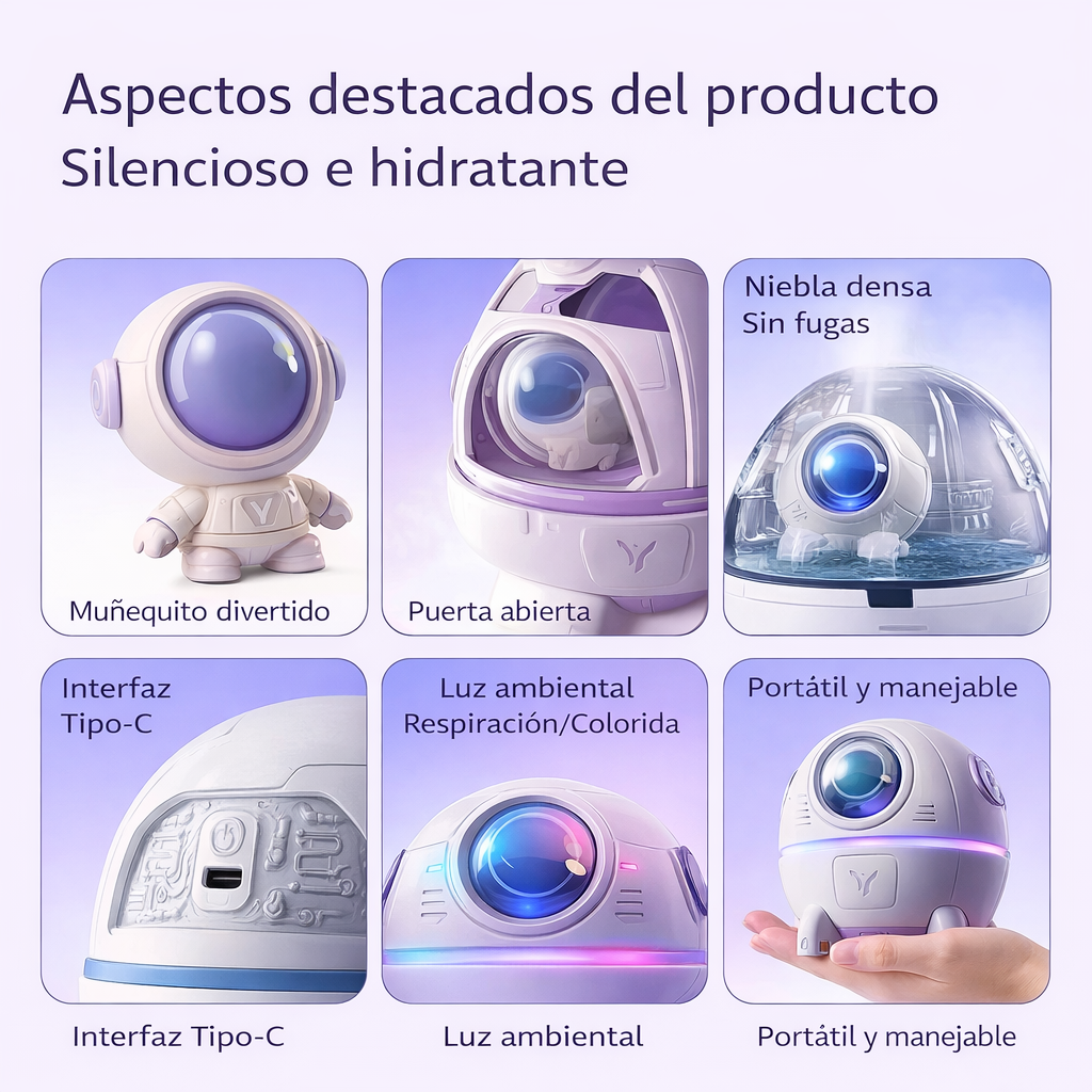 Humidificador Capsula Espacial con Luz Ambiental