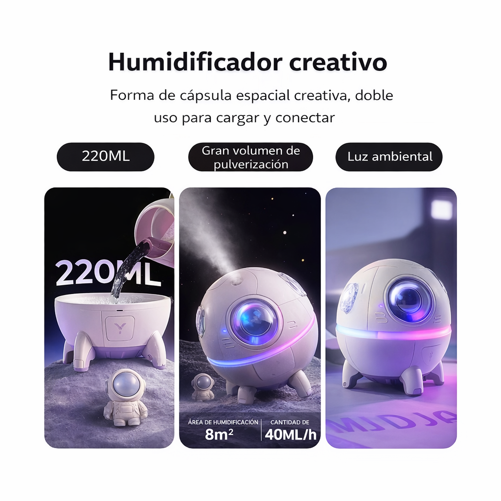 Humidificador Capsula Espacial con Luz Ambiental